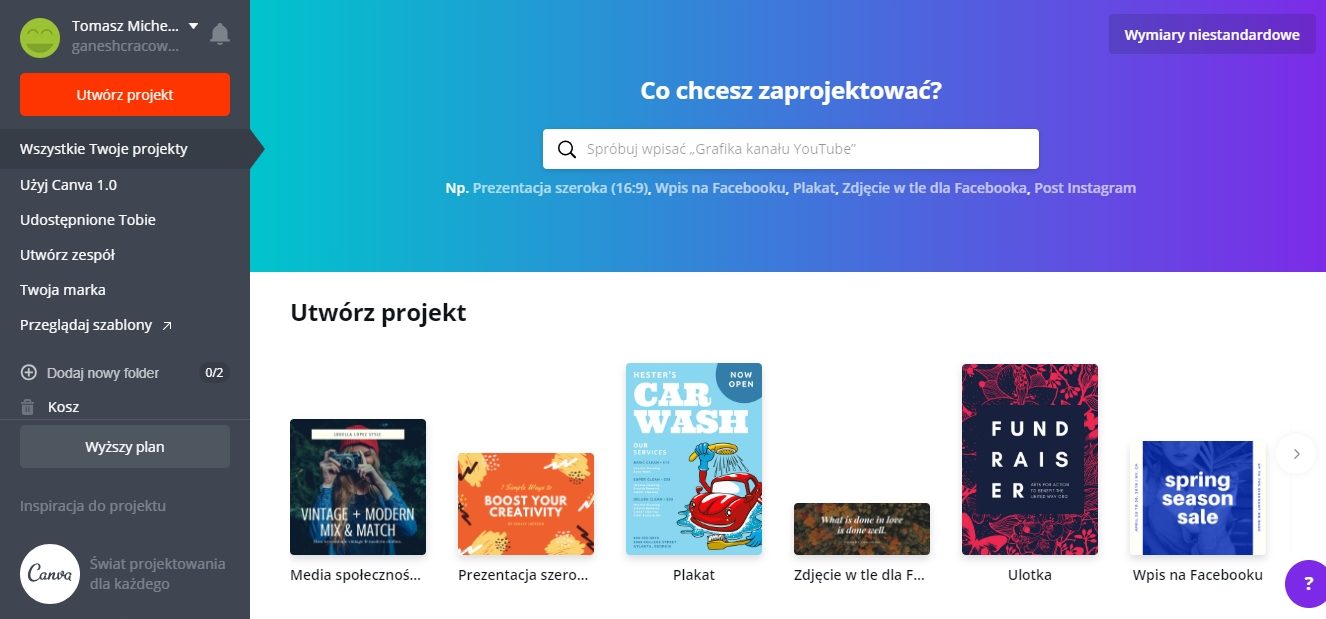 Darmowe tworzenie grafiki - Canva